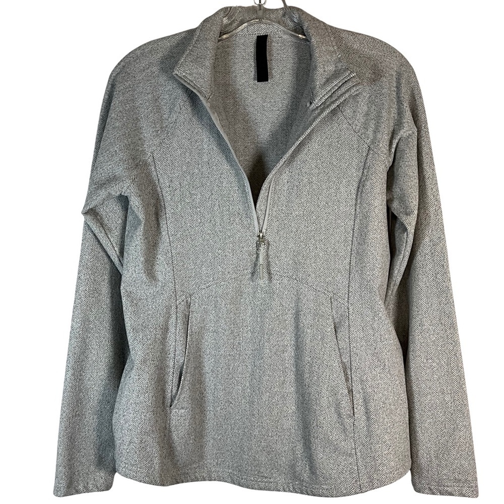 Kyodan Sweatshirt Size M Light Gray Herringbone Quarter-Zip SOFT Lightweight